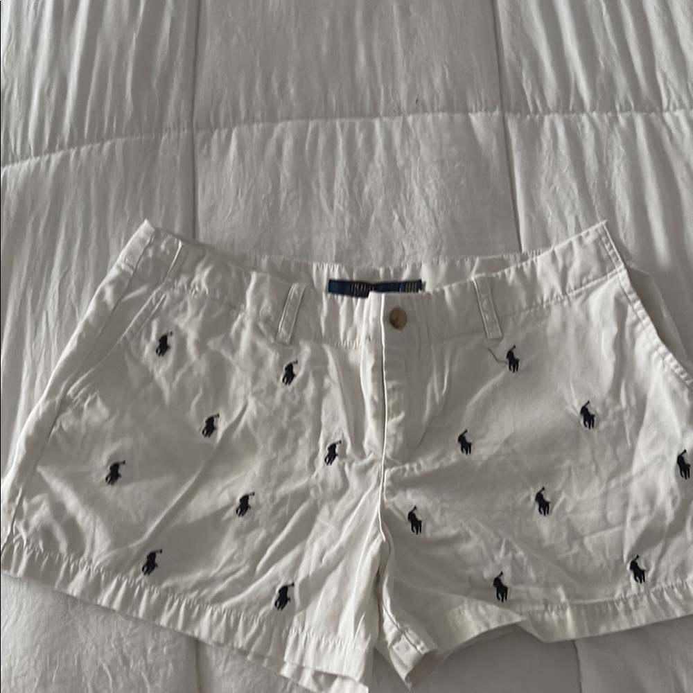 Polo by Ralph Lauren White Shorts with Navy Polo Player Embroidery